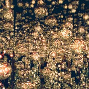 Sparkling mirrored infinity room illusion at the Museum of Illusions Dubai