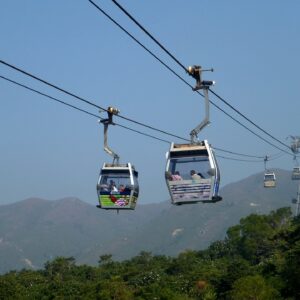 Ngong Ping 360 cable car over Lantau Island, Hong Kong