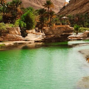 Salalah Wadi Darbat green mountains and water, Oman tour