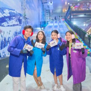Visitors enjoying the indoor snow slopes at Snow Abu Dhabi